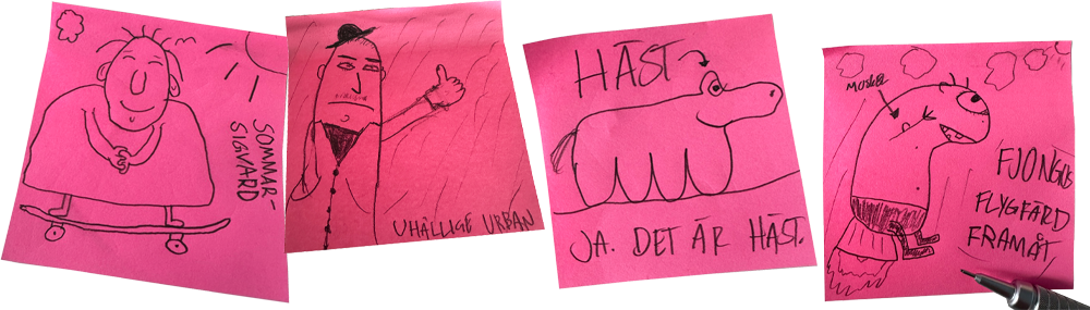 Post-it note with Victors creatings